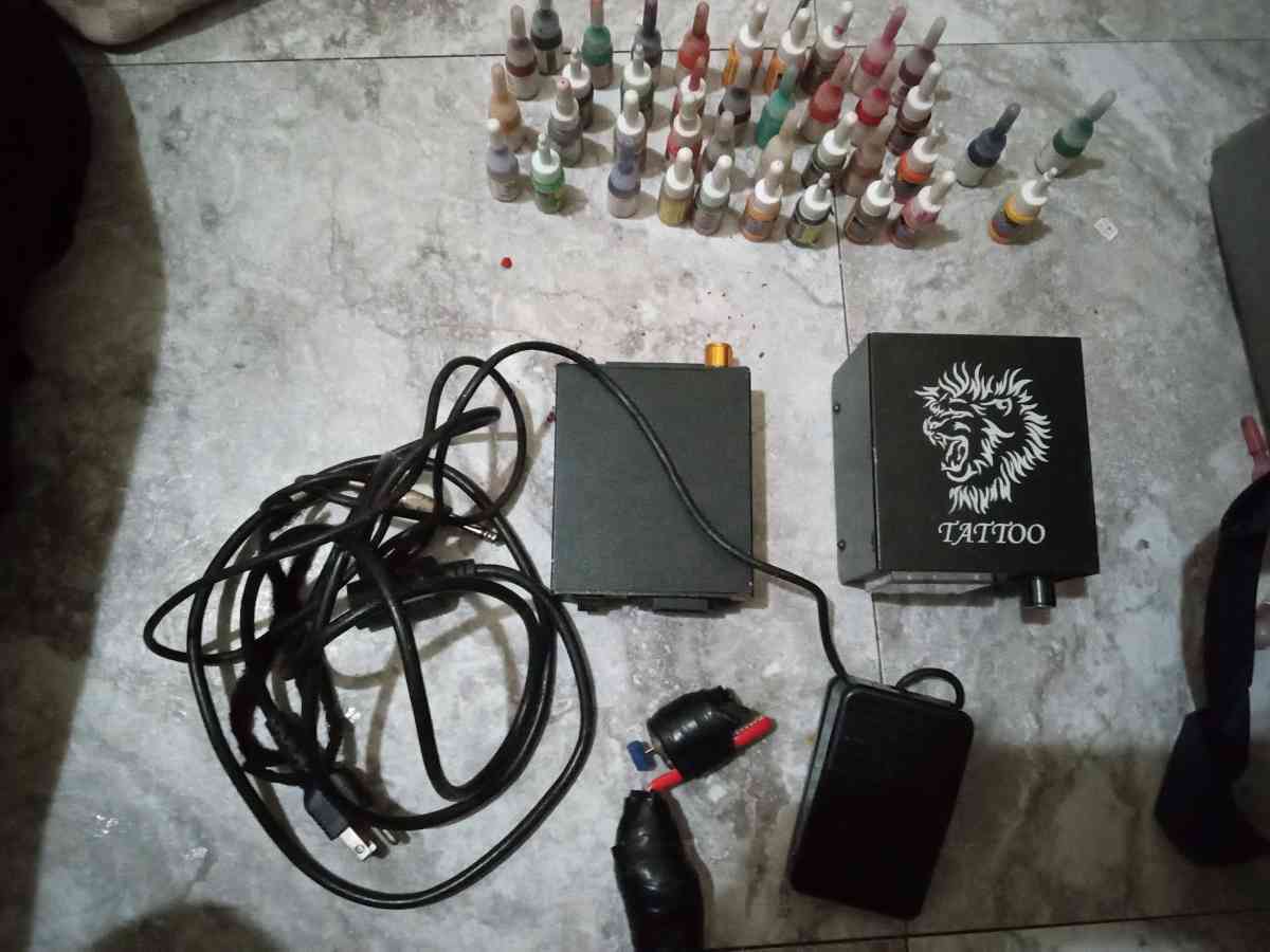 tattoo equipment machine and 40 bottles of tattoo ink