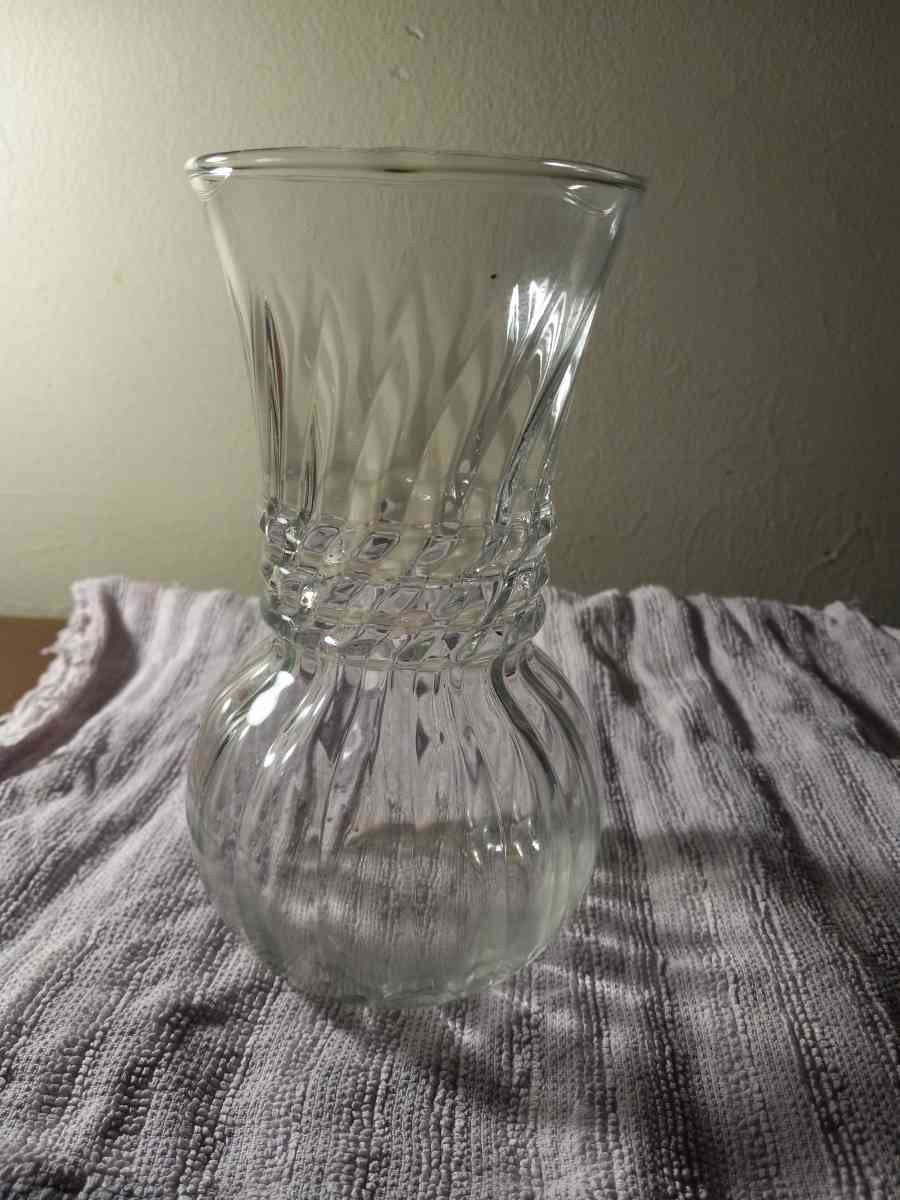 1950s handblown clear glass vase