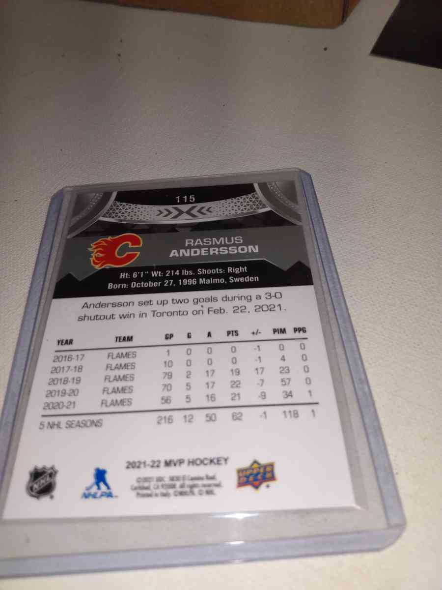 20212022 MVP upper Deck rasmus Anderson autograph