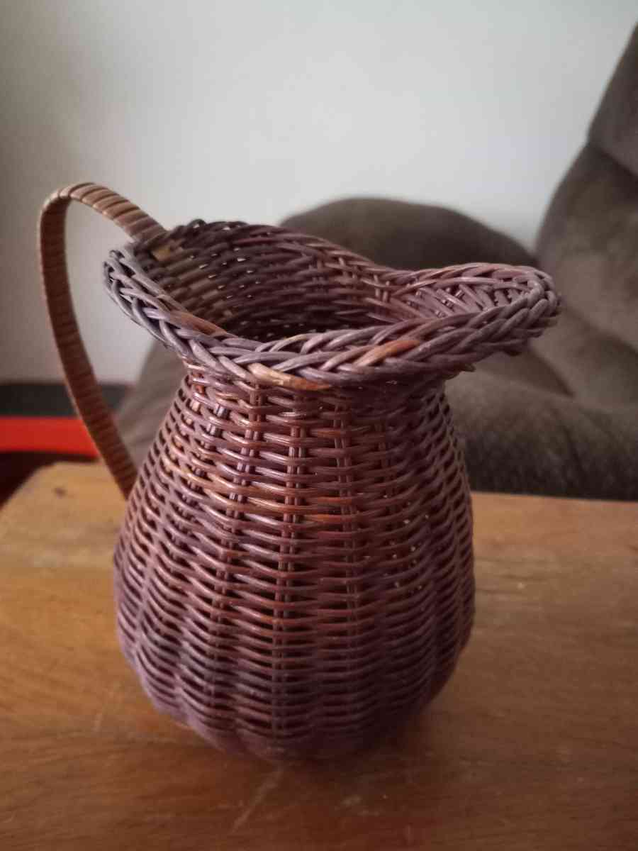 vintage minniwicker woven pitcher