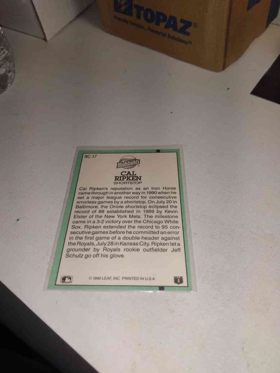 1991 Cal ripken Jr error card