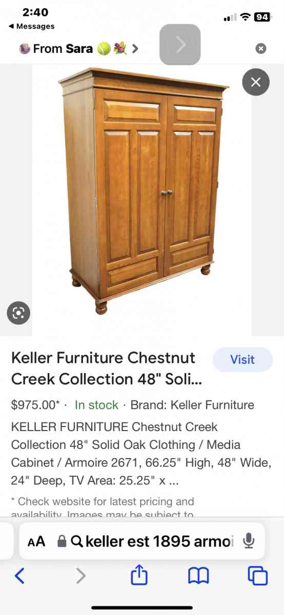 Solid oak antique armoire