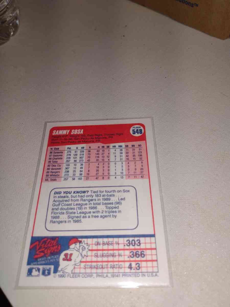 1990 Fleer Sammy Sosa rookie card