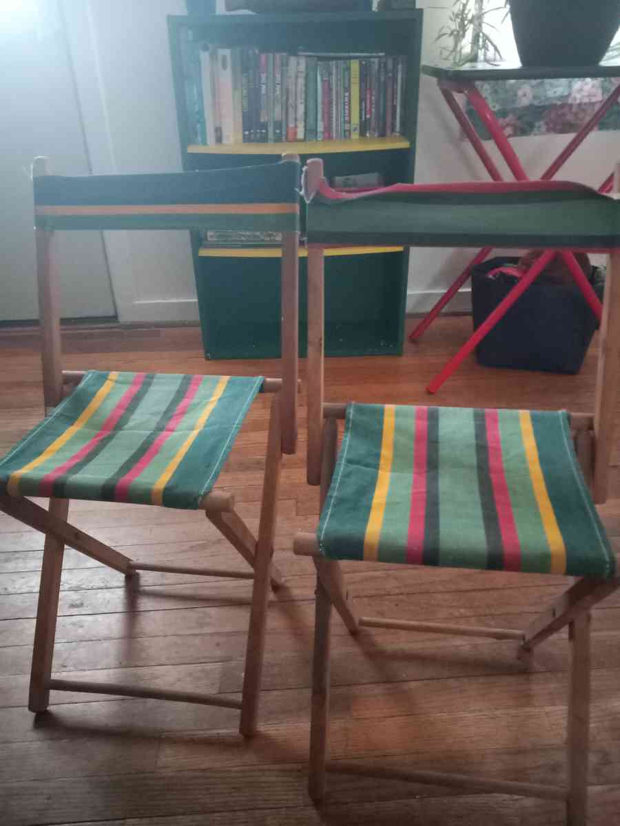 vintage rainbow fold up chairs