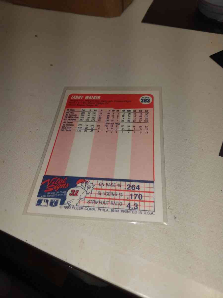 1990 Fleer Larry Walker rookie card
