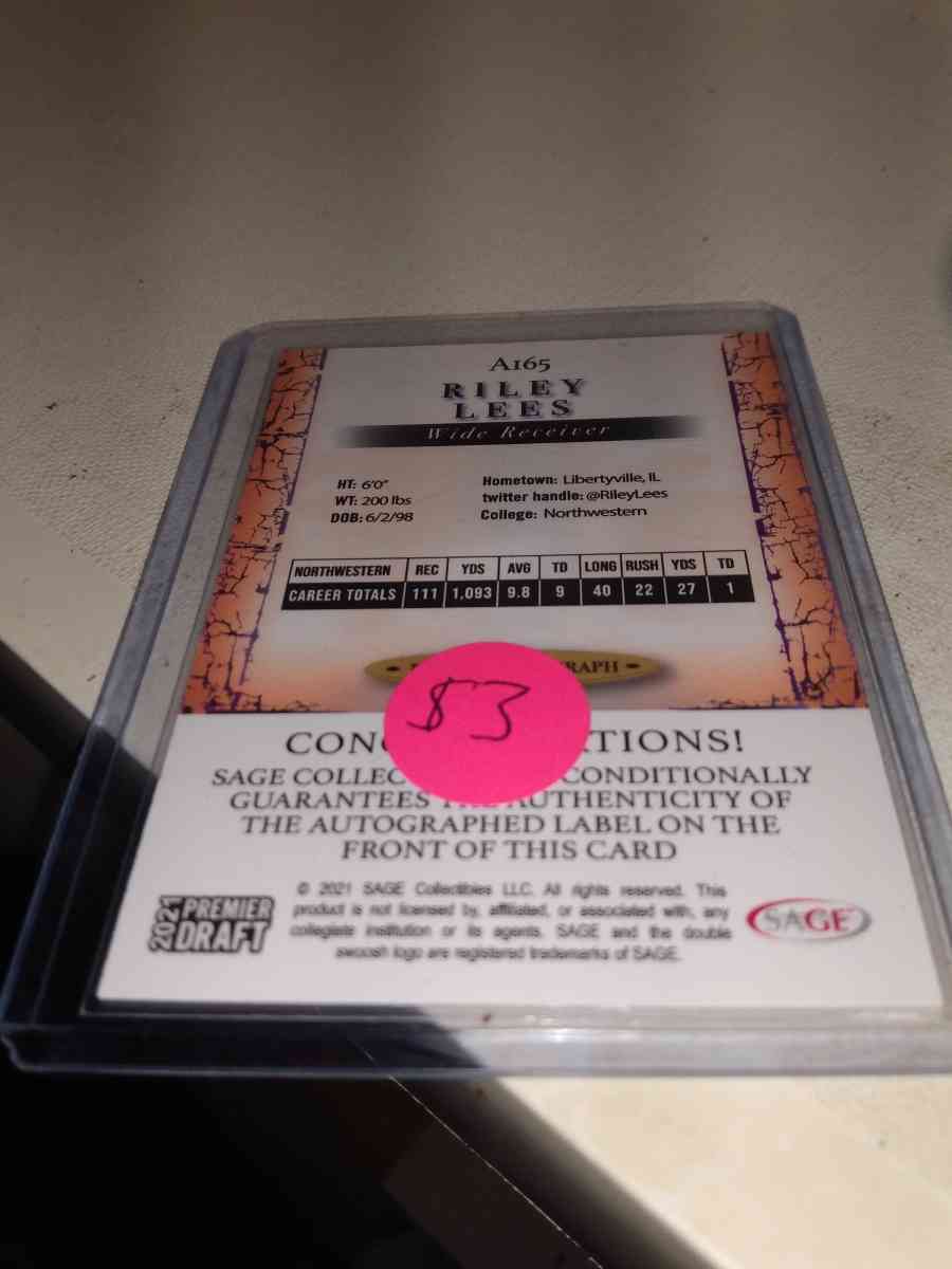 2021 premier draft Riley Lees autograph