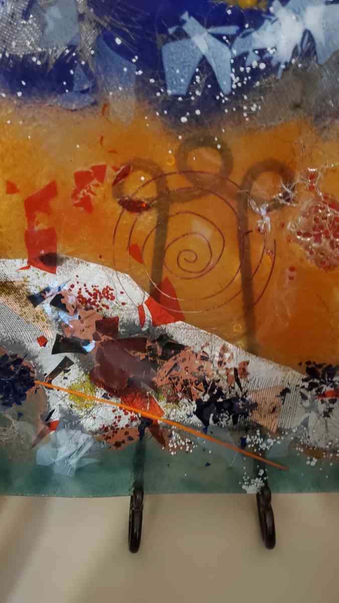 Abstract Glass Art Picture with Stand