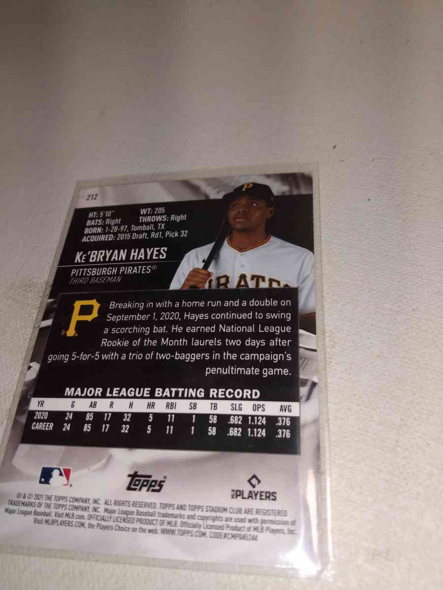 2021 stadium club key Brian Hayes rookie card