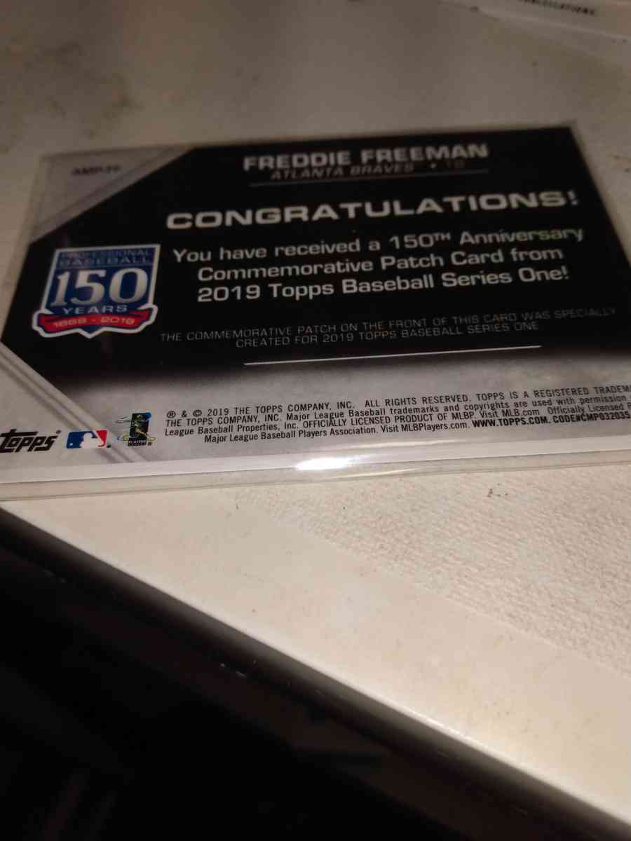 2019 Topps commemorative patch 150 years baseball Freddie Fr