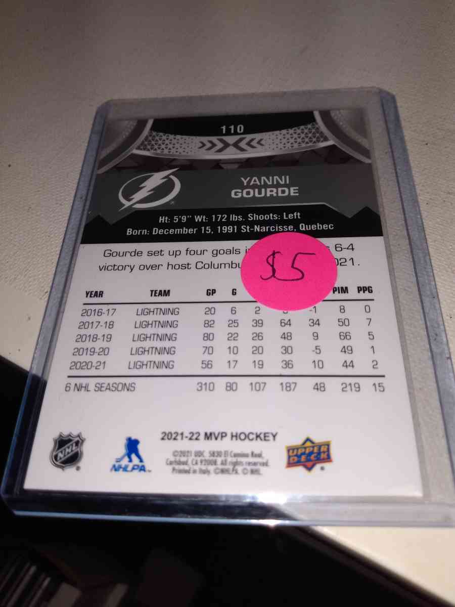 2022 MVP autograph upper Deck yanni gourds