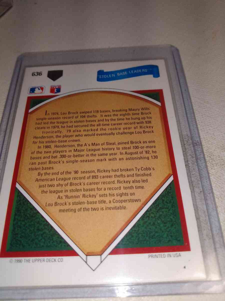 1991 upper Deck reheat Henderson and Luke Rock stolen base l
