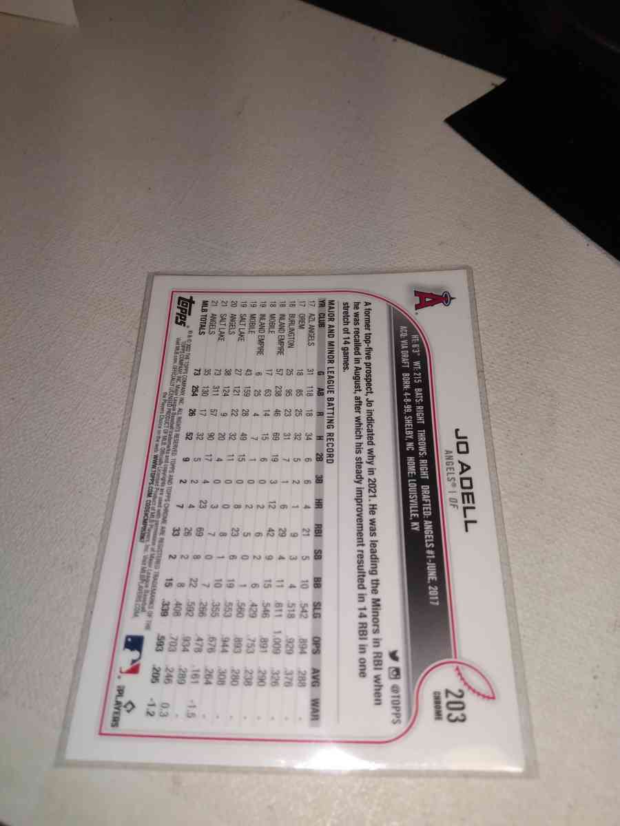 2022 Topps Chrome silver border Joe Adell