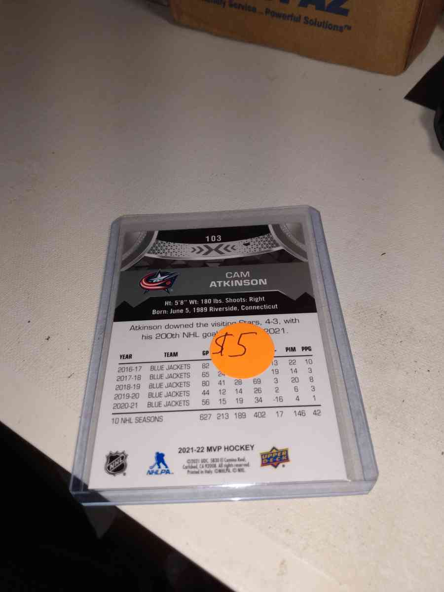 MVP upper Deck 2021 autograph Cam Atkinson
