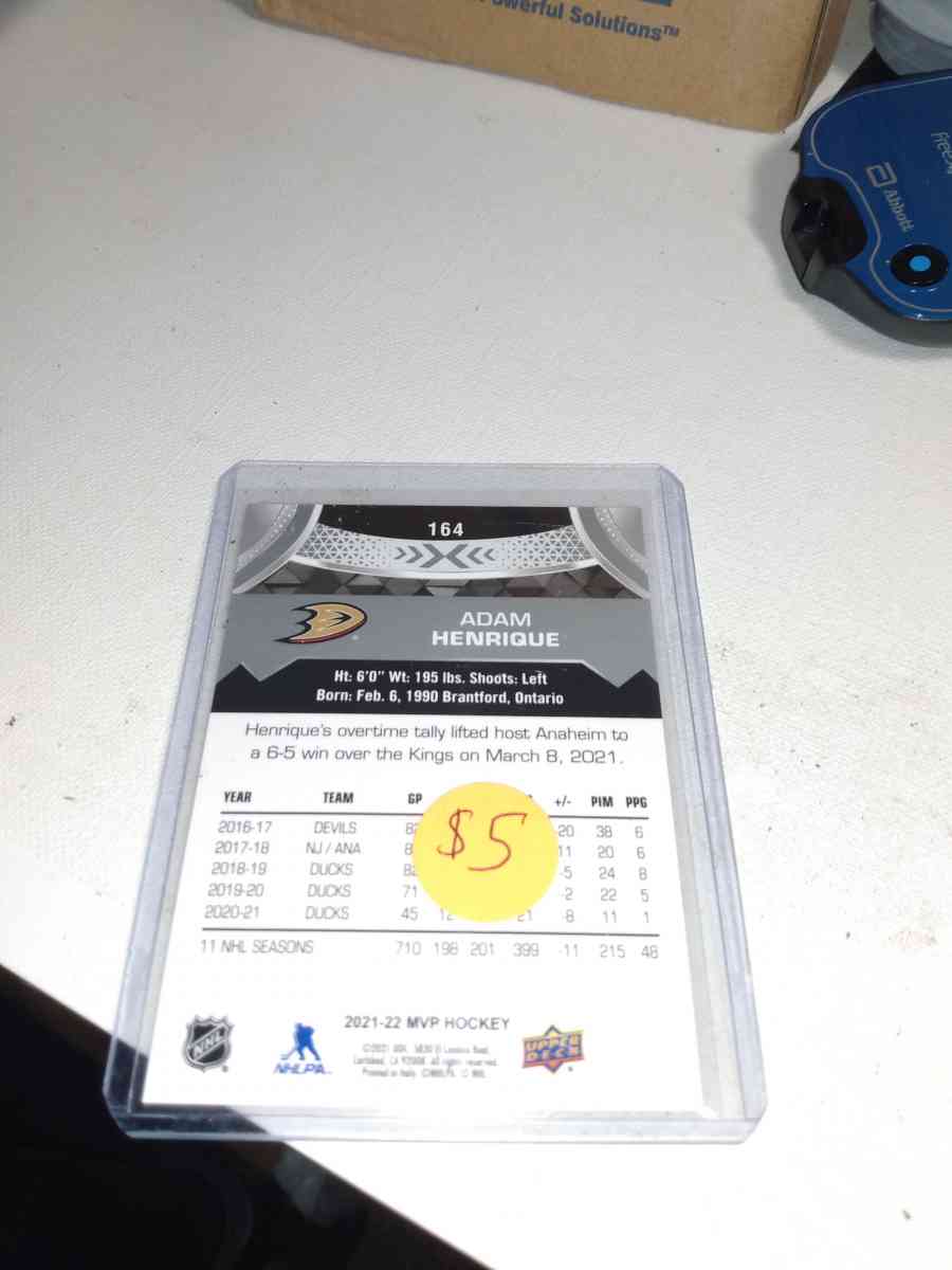 2022 upper Deck MVP autograph Adam henrique