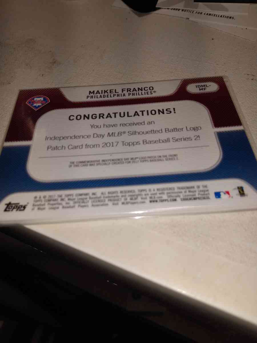 2017 Topps commemorative Independence Day logo patch Maikel