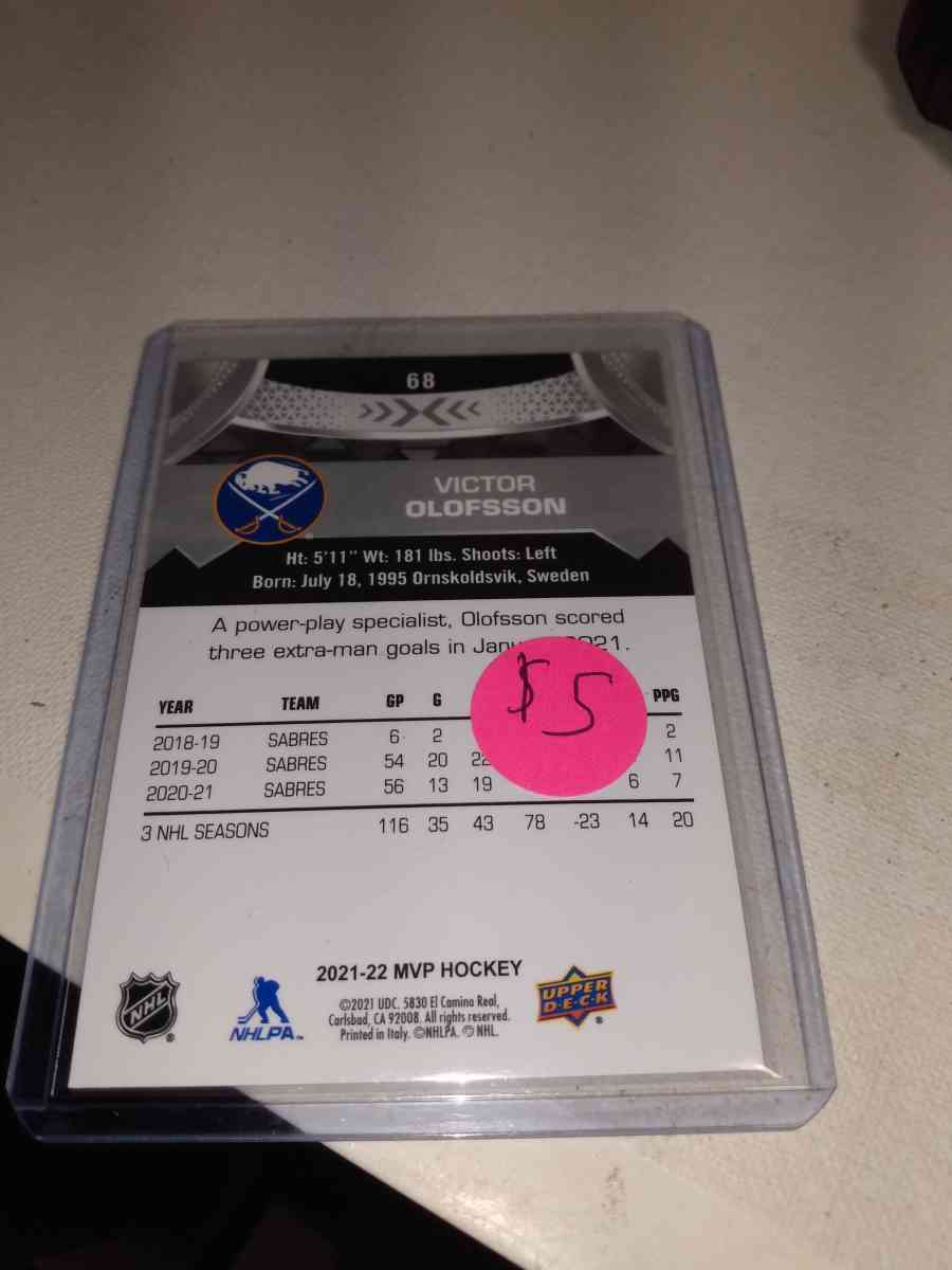 2022 MVP upper Deck autograph Victor Olofsson