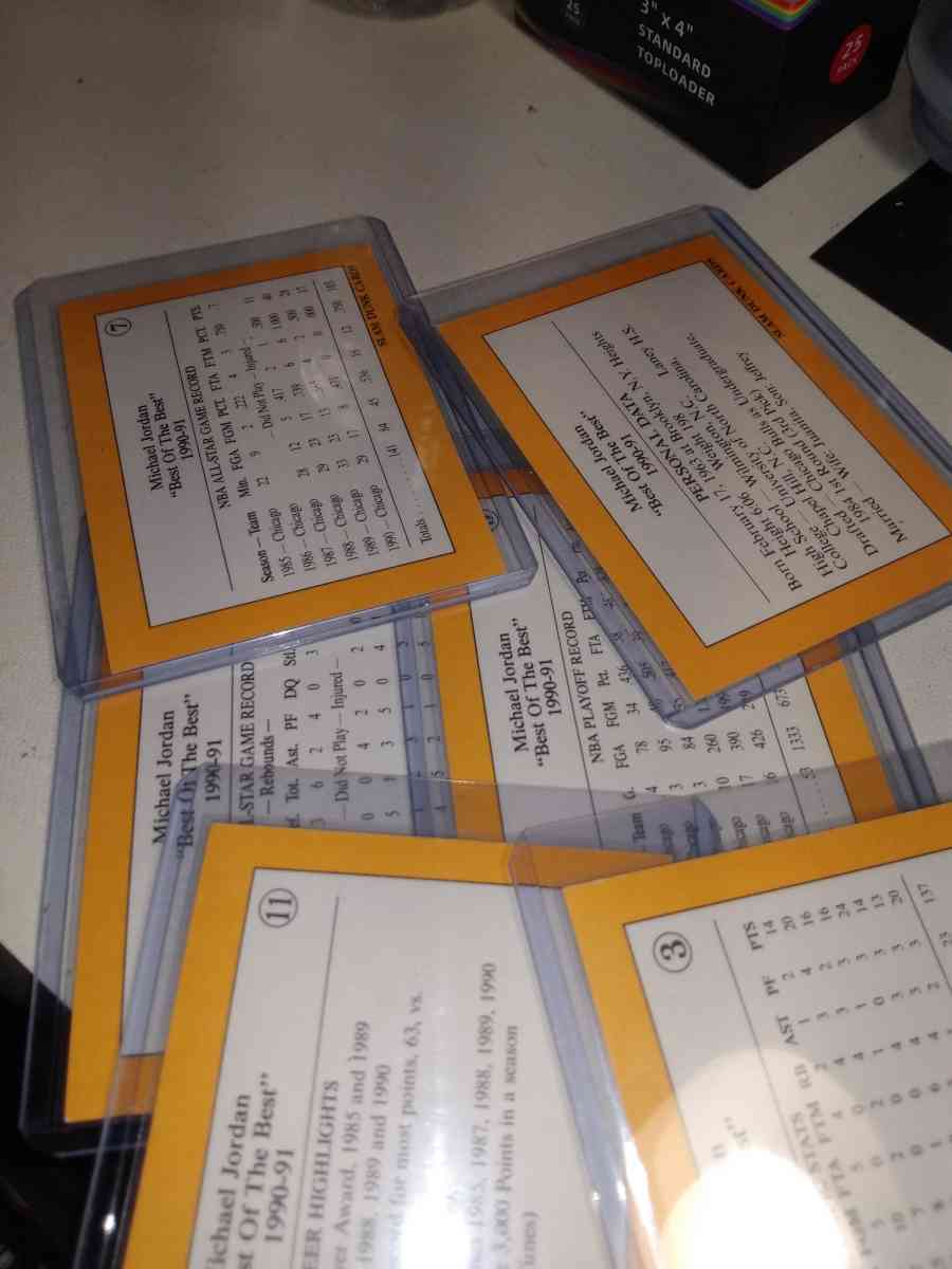 b91 through 1992 special card slam dunk cards Michael Jordan