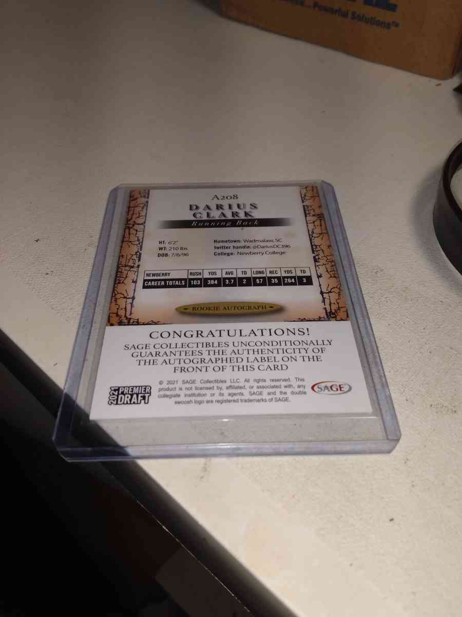 2021 draft premier rookie autographed Darius Clark