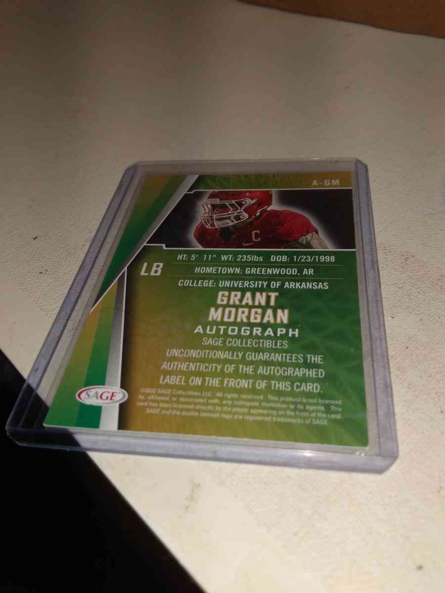 2022 sage Grant Morgan autograph