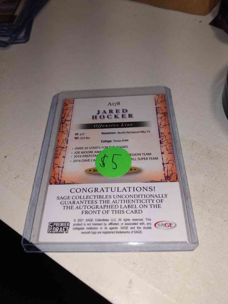 2021 autographed Jared Hocker premier draft