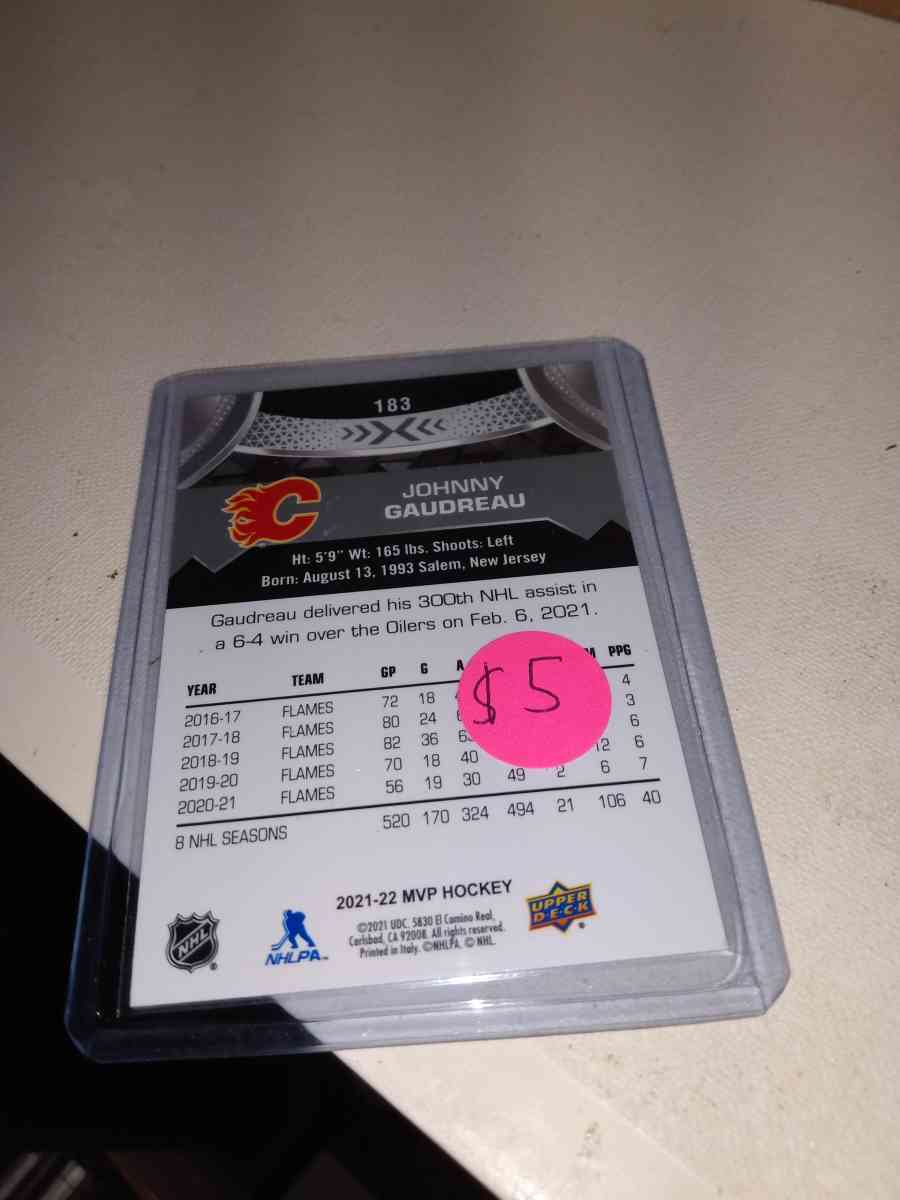 MVP upper Deck 2021 autograph Johnny Gaudreau