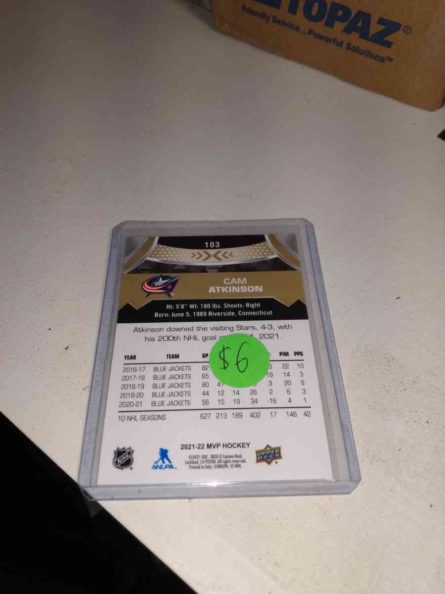 2021 MVP upper Deck Gold autograph Cam Atkinson
