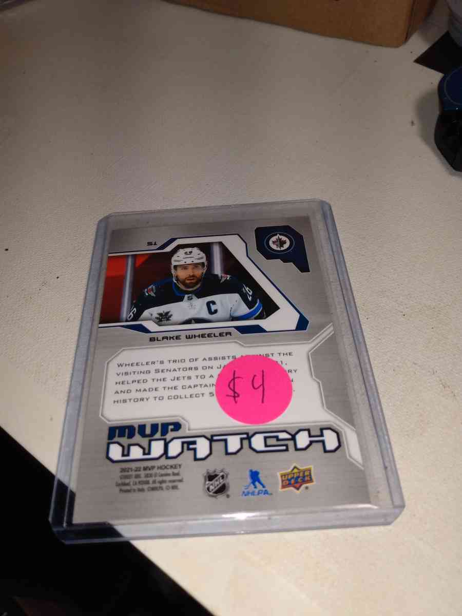 Blake wheeler 2021 upper Deck MVP autograph