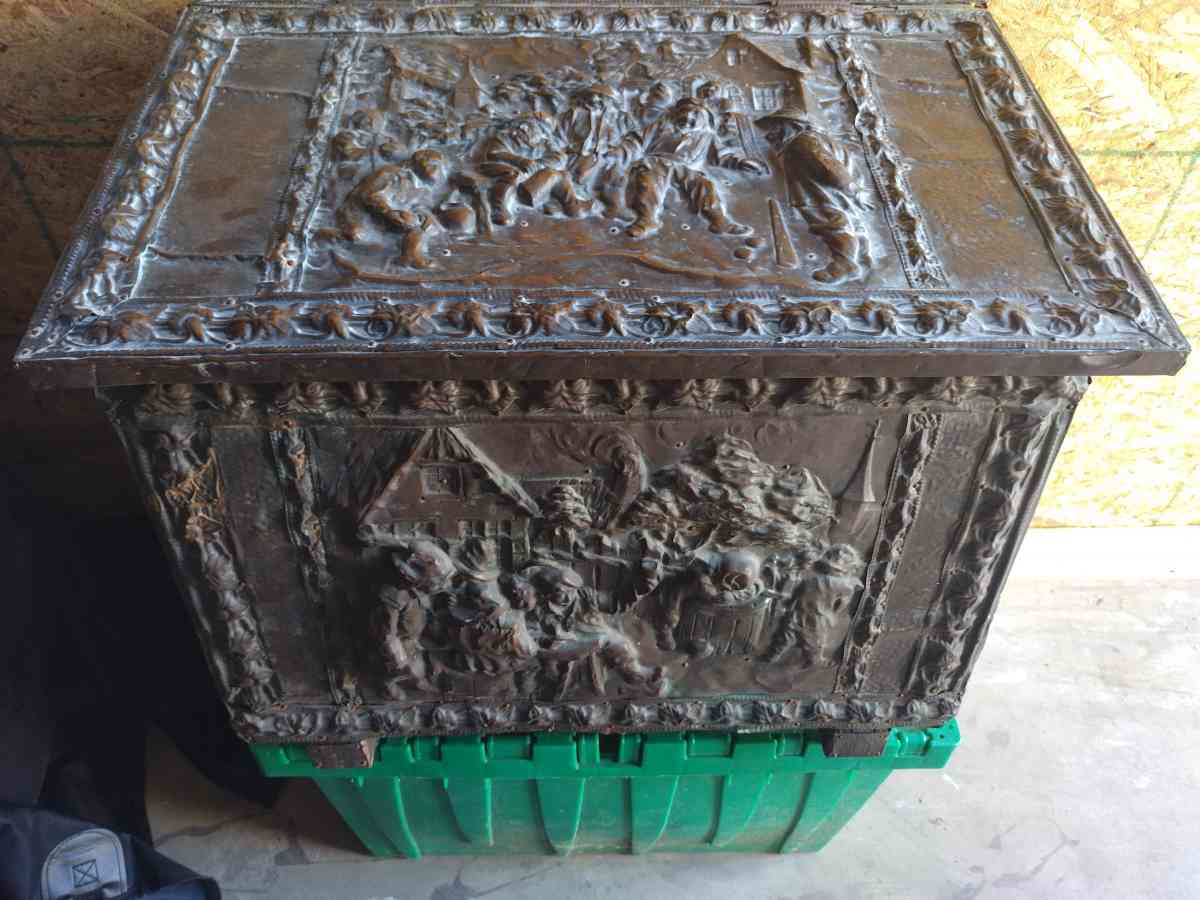 vintage hammered brass box