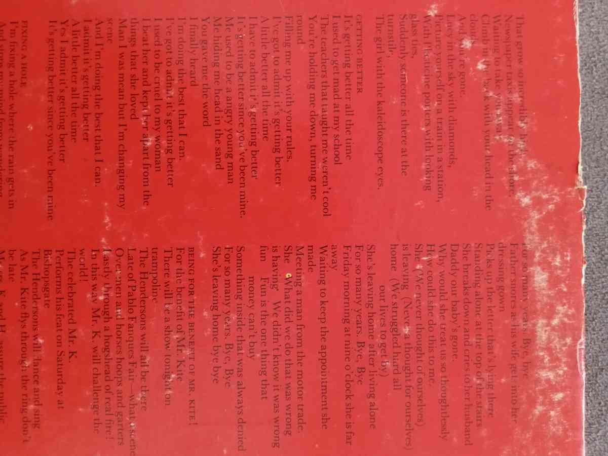 1967 Beatles Sergeant Peppers Lonely Hearts Capitol Records