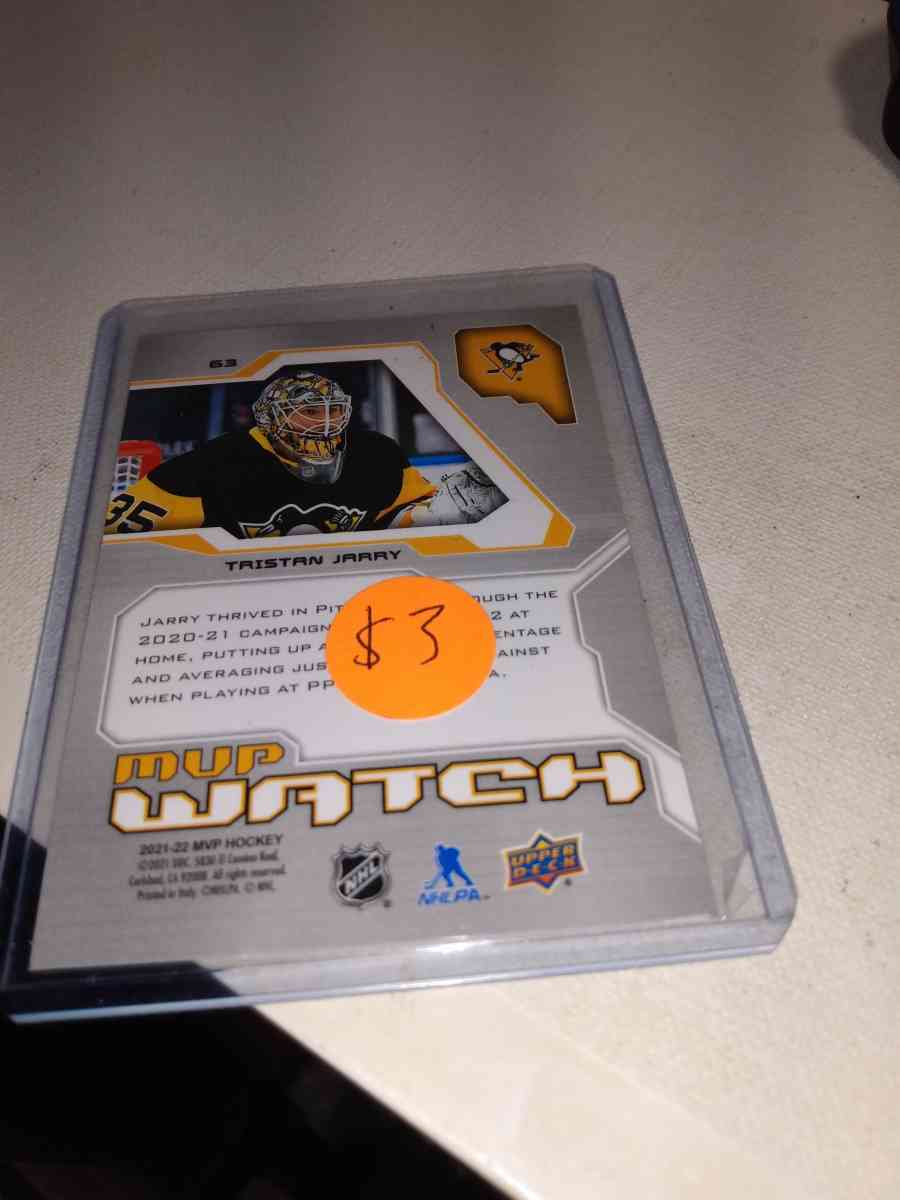 2022 MVP upper Deck autograph Tristan Jarry