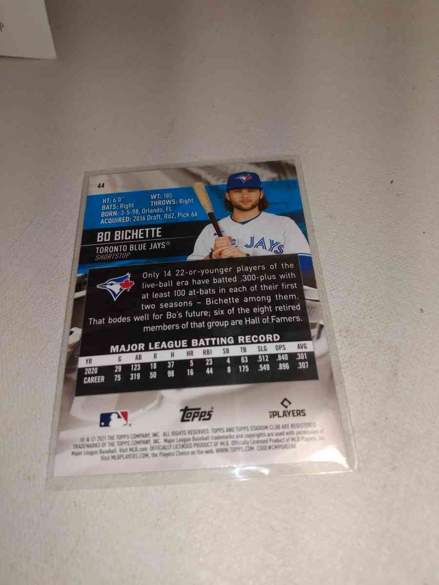 2021 stadium club Bo Bichette