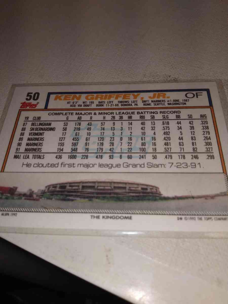 1992 Topps card number 50 Junior