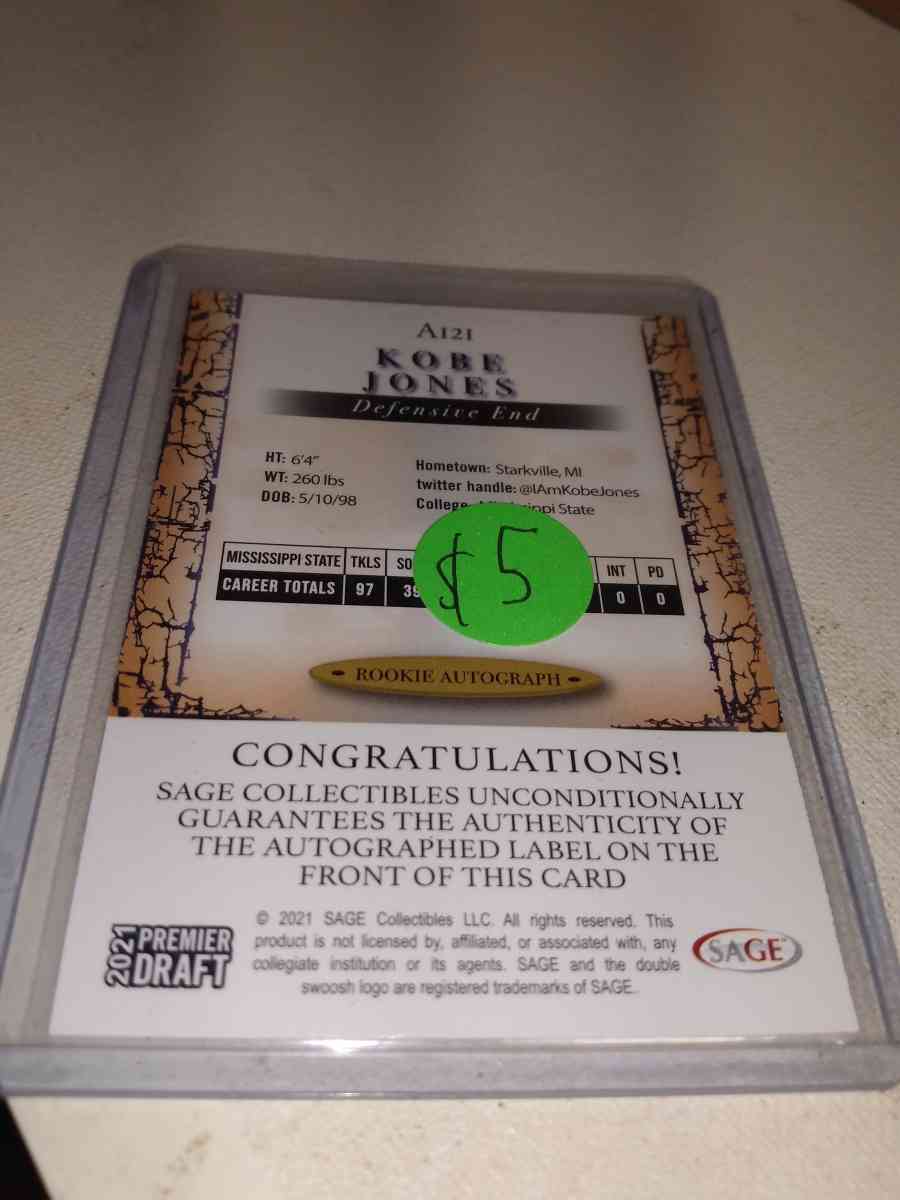 2021 premier draft Kobe Jones autograph