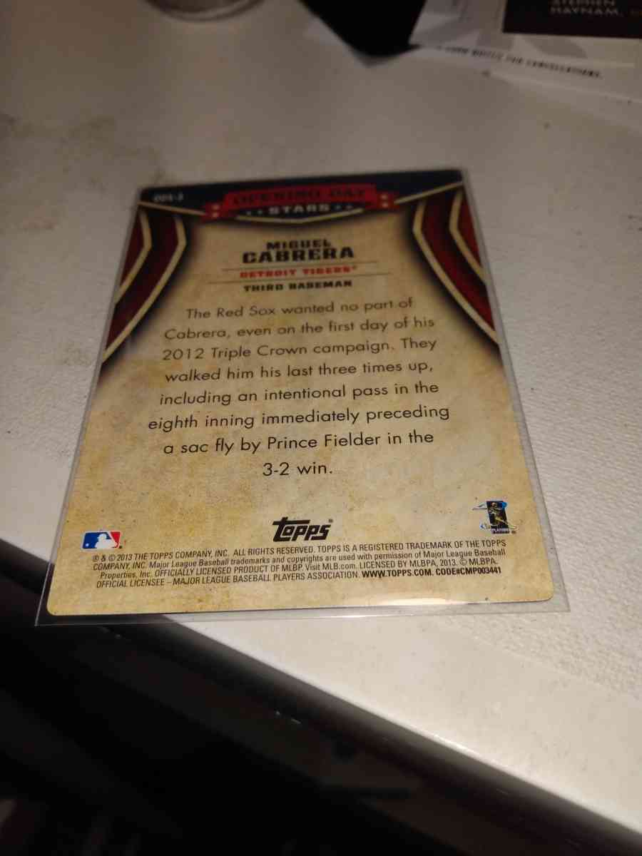 2013 hologram opening day tops Miguel Cabrera