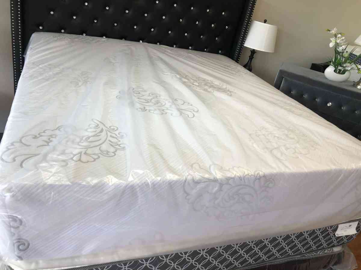 Mattress with box spring and bed frame