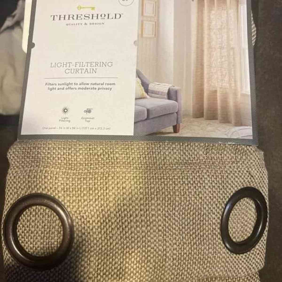 20 Threshold Brown Textured Weave Light Filtering Single Cur