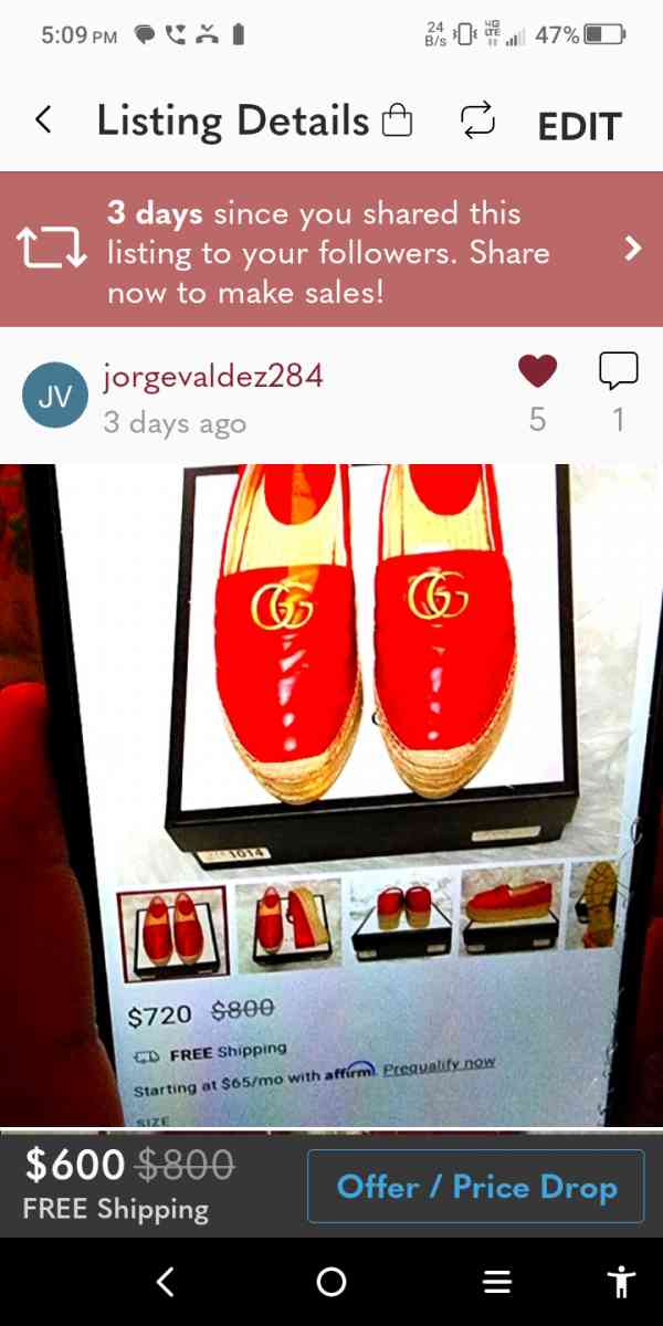 woman Gucci shoes size 10