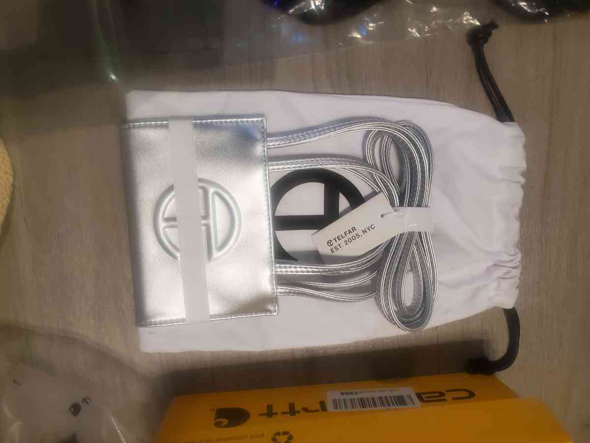 telfar small silver hand bag