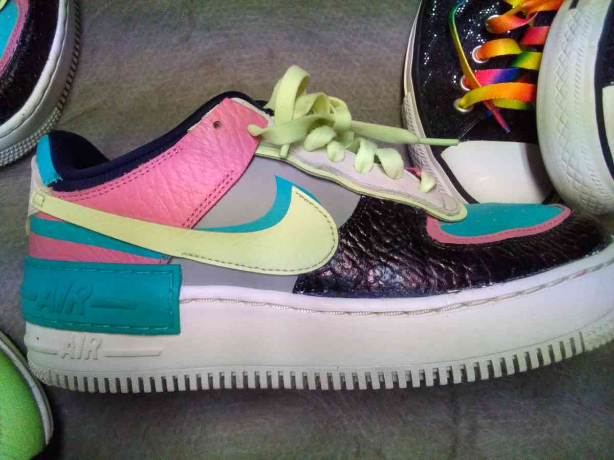 several different size shoes