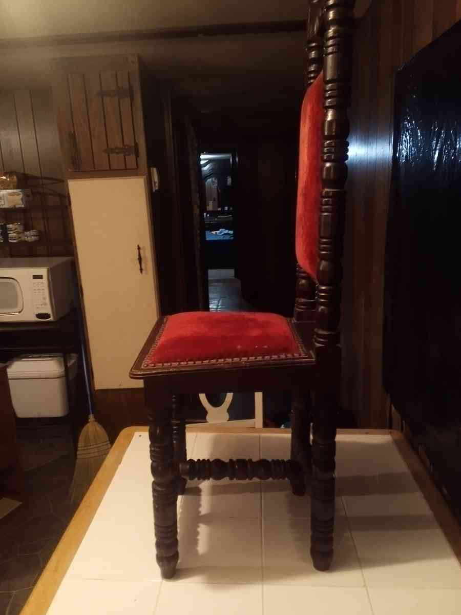 Antique Jacoben Gothic carved high back chair