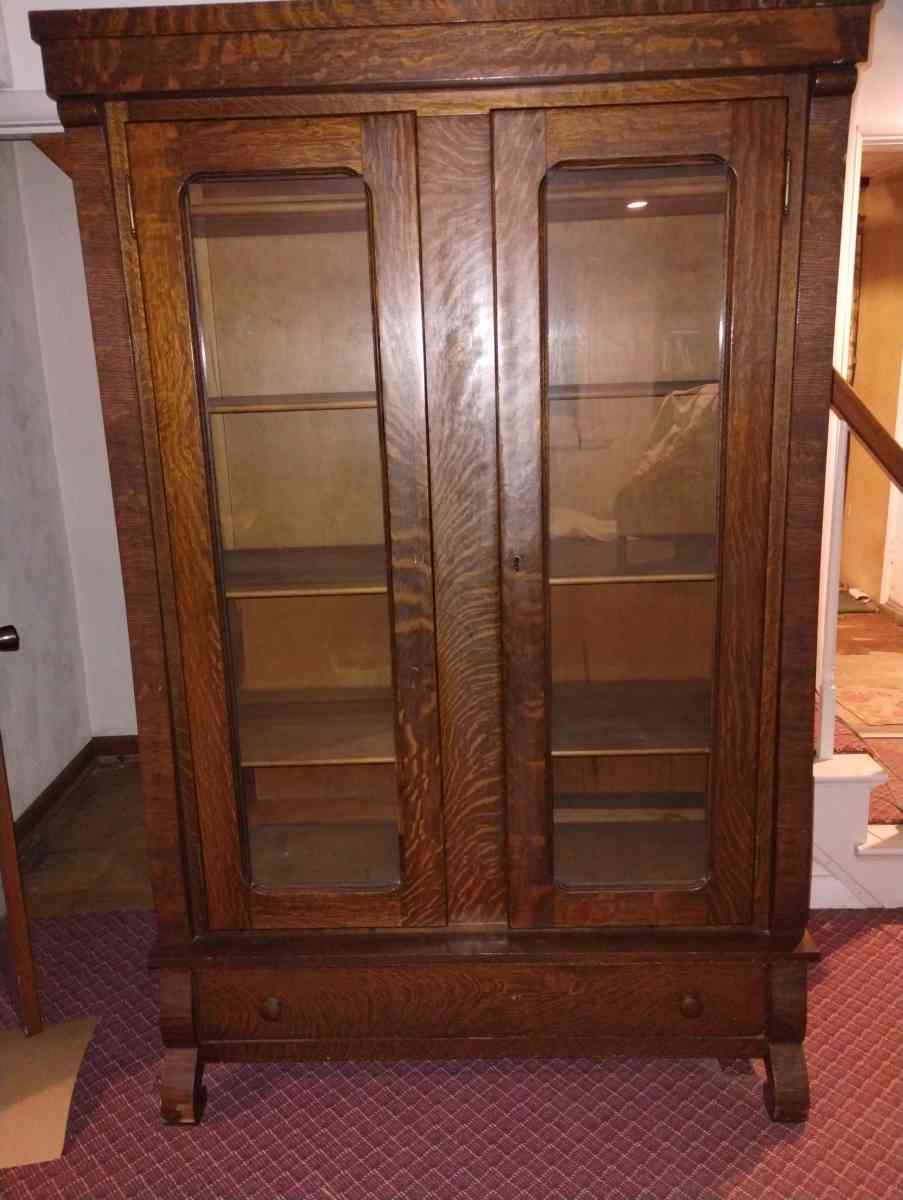 solid tiger oak display cabinet