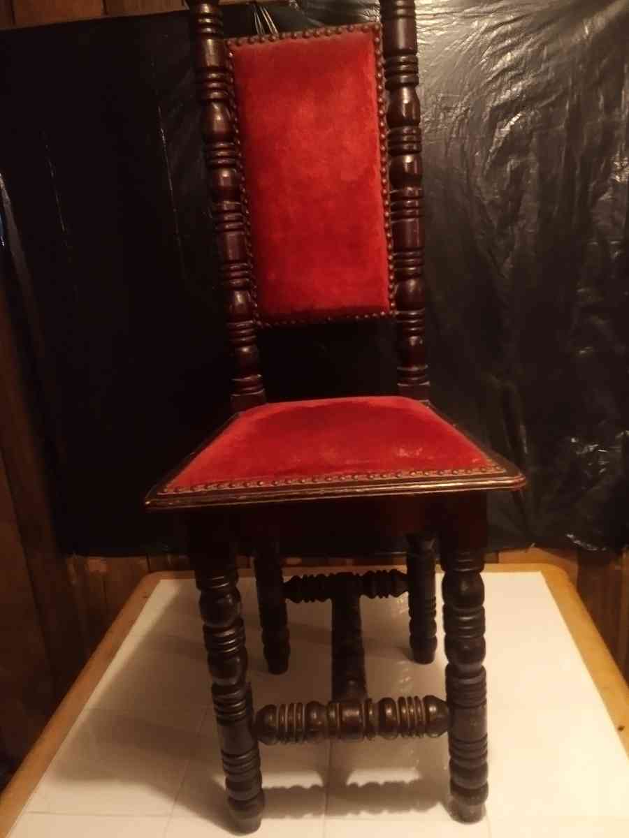 Antique Jacoben Gothic carved high back chair