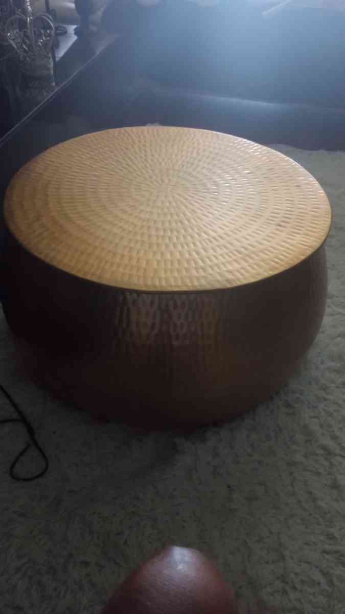 Calluna Round Coffee Table or Ottoman Gold