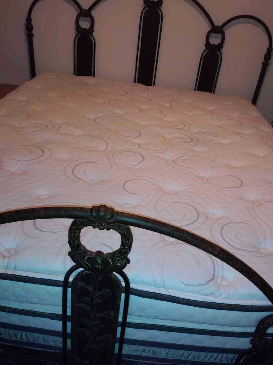 Cast iron king size bed frame Matress and Box Spring Used