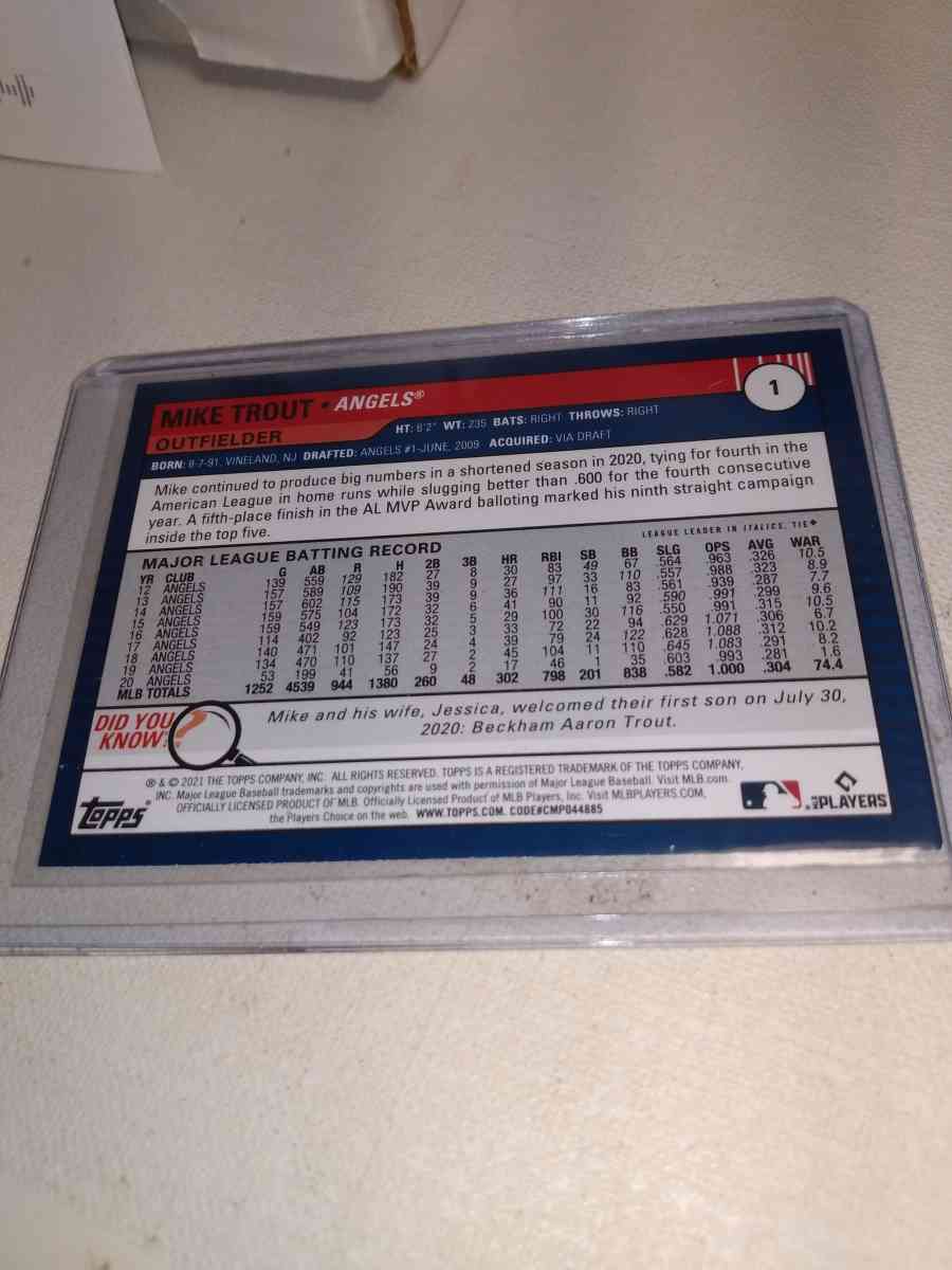 2021 Topps Big League rare card Michael trout