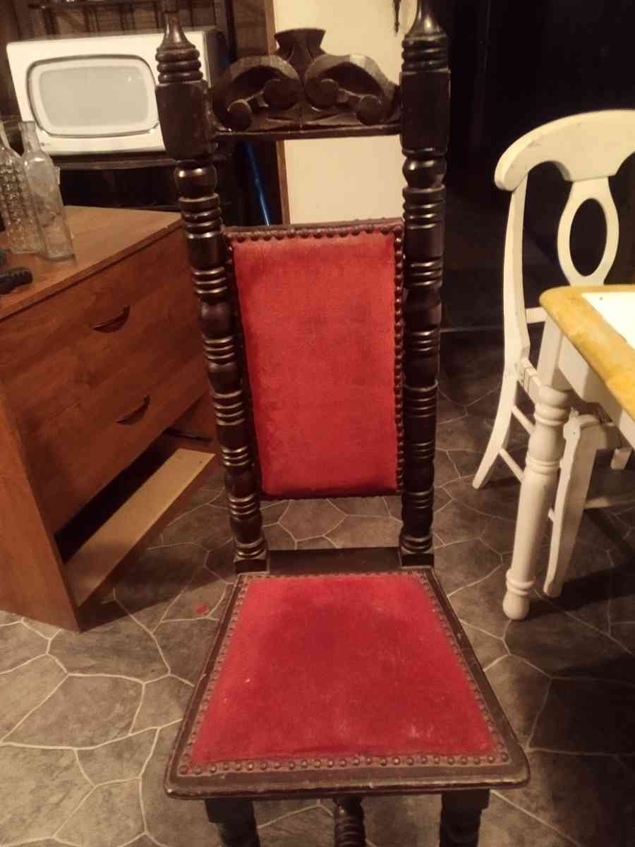 Antique Jacoben Gothic carved high back chair