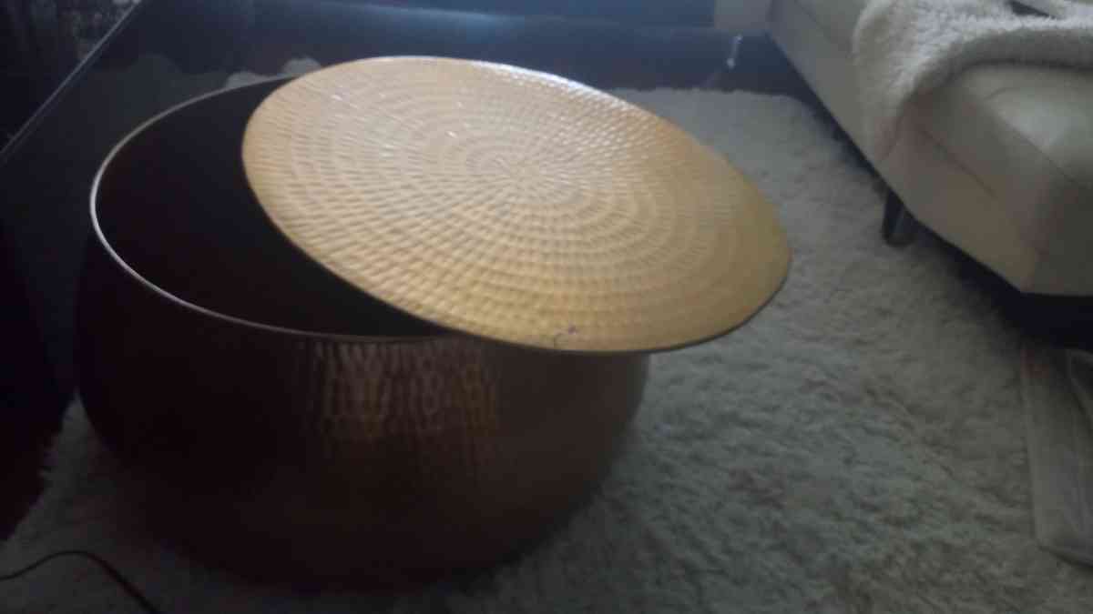 Calluna Round Coffee Table or Ottoman Gold