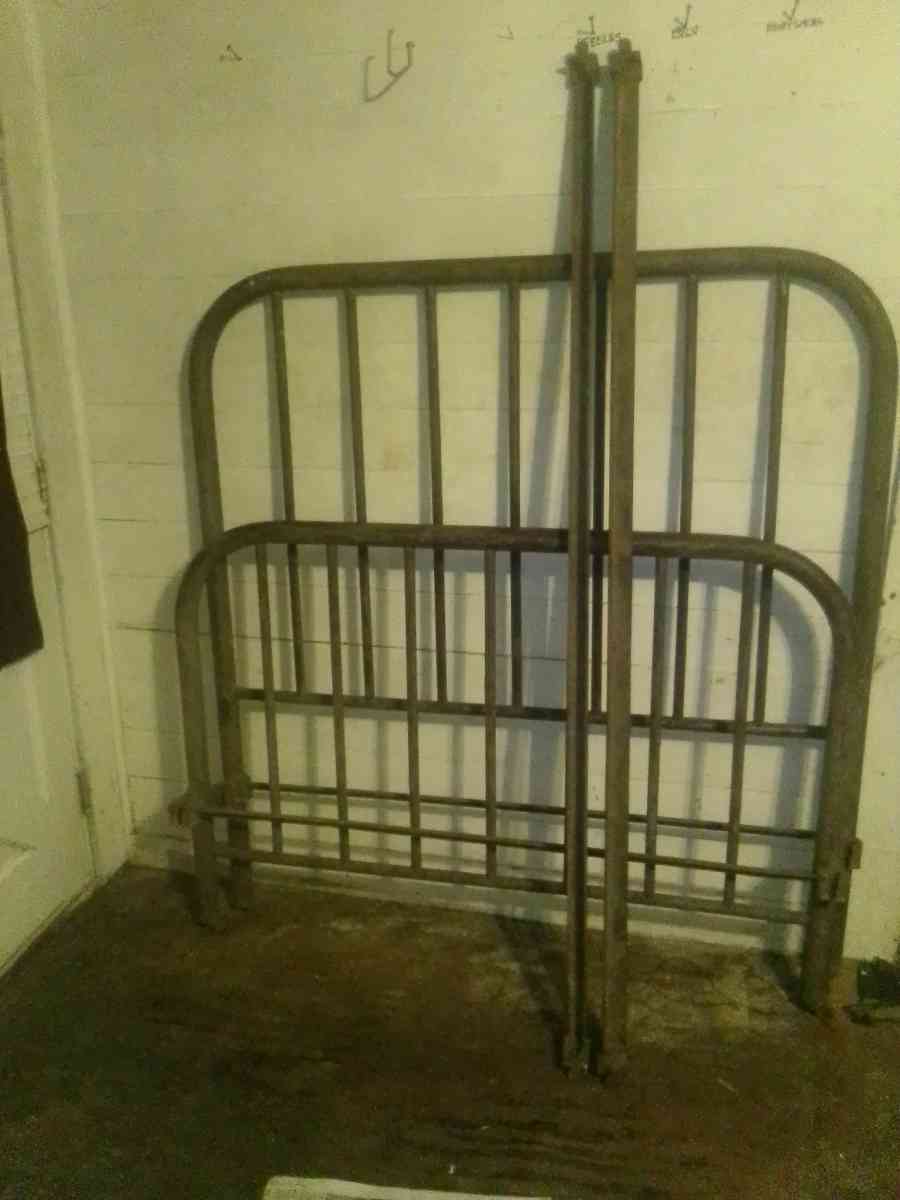 antique cast iron bed frame with rails