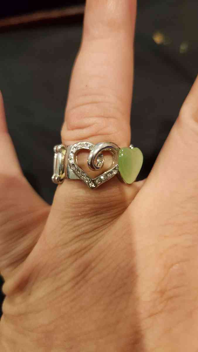 adjustible Jade and faux diamonds ring