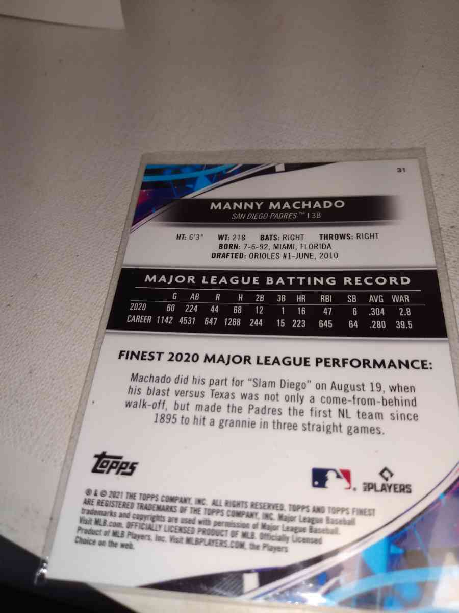 2021 Topps finest Manny Machado